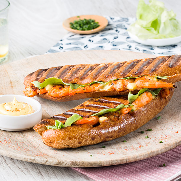 Spiced shrimp hotdog